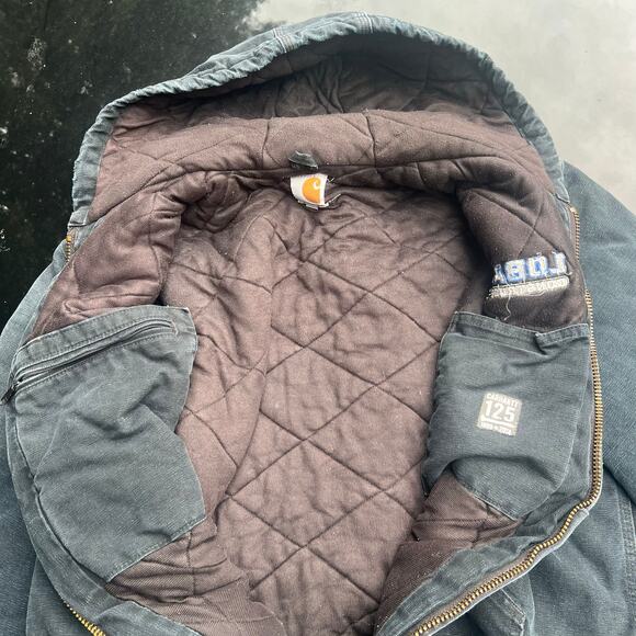 Carhartt J140 Black Duck Jacket Large Quilted Flannel Lined Workwear Zip Quilt - Picture 5 of 7